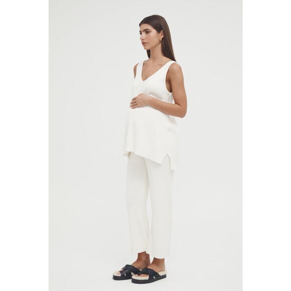 Legoe Heritage Maternity Knit Tank WMNS 1 White V-Neck Ribbed Side Zip Stretchy - Picture 3 of 10